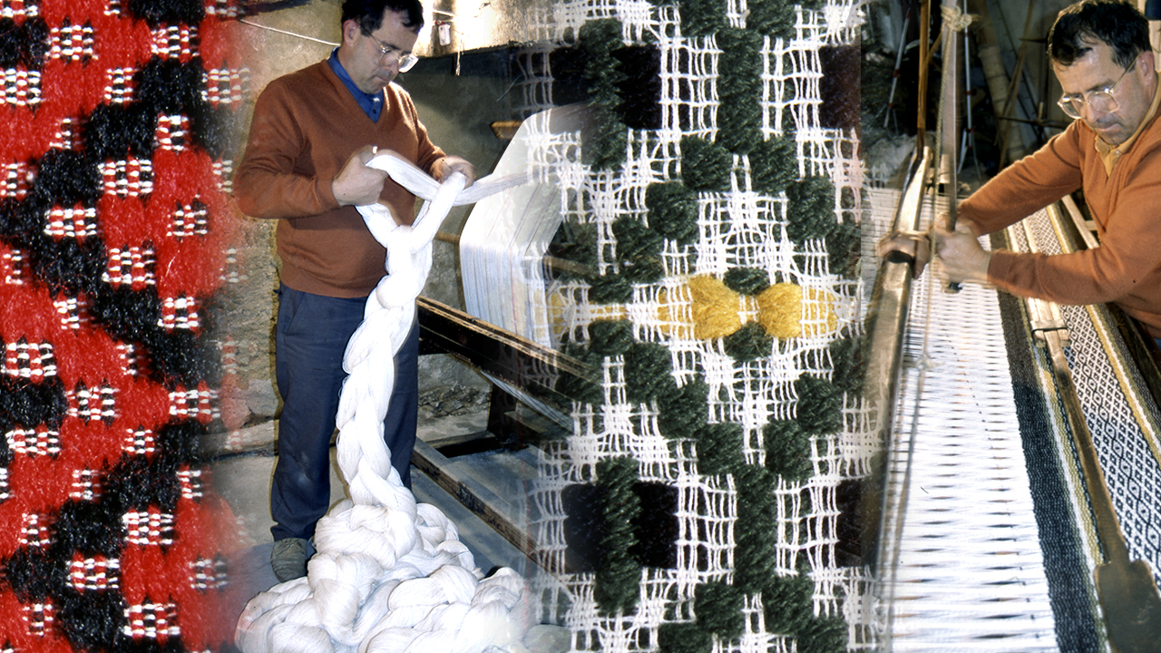 Mantas artesanales elaboradas en un telar textil tradicional