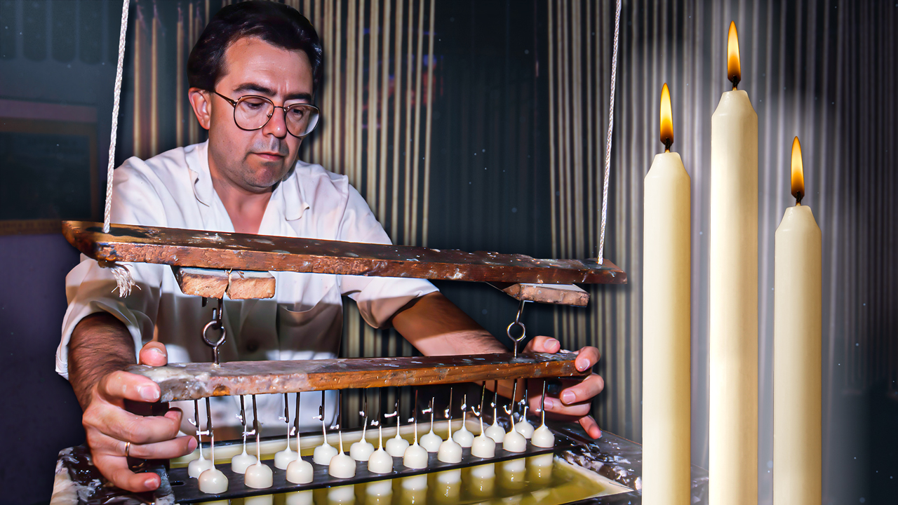 Velas y cirios artesanales. Técnica tradicional de inmersión en cera líquida