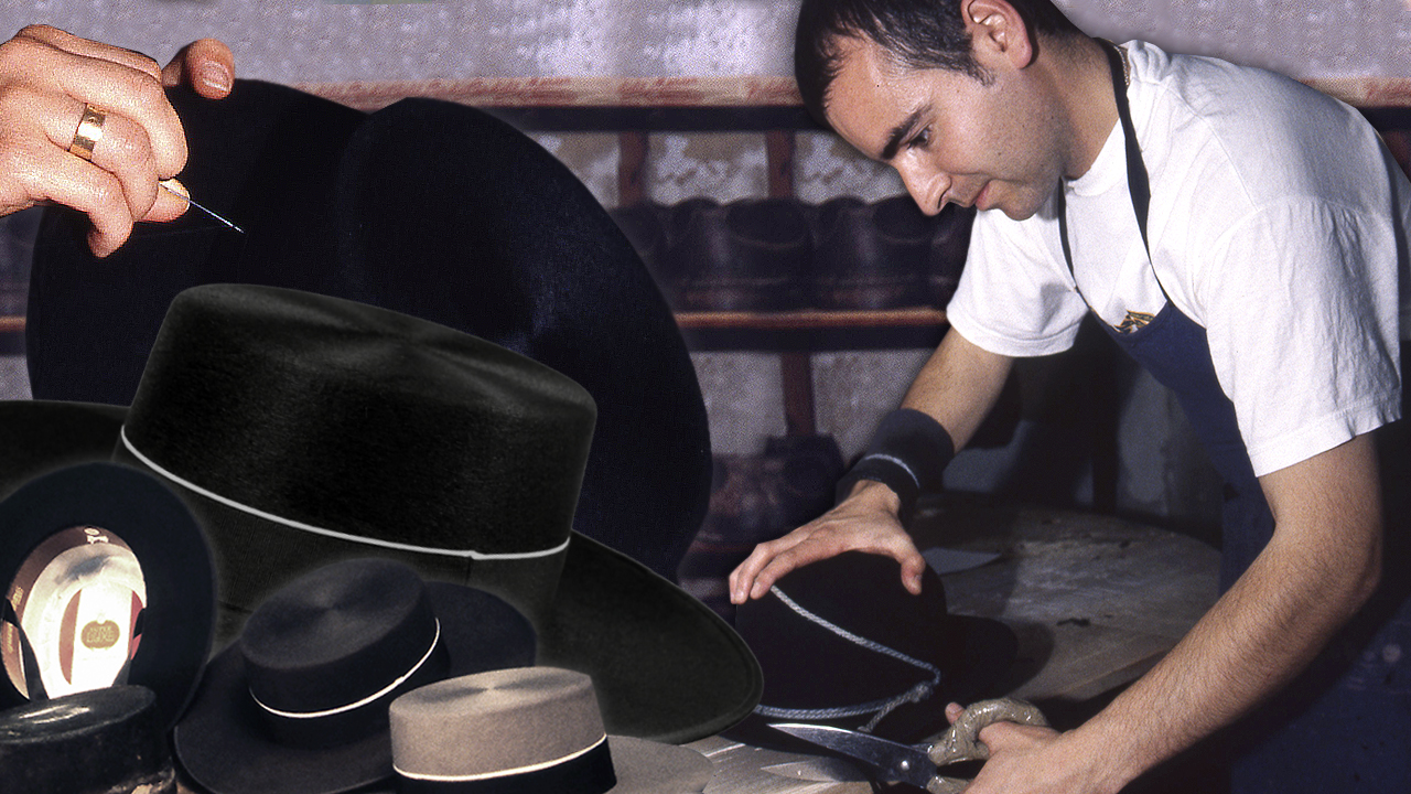 Sombreros de pelo de conejo. Confección artesanal en una sombrerería tradicional